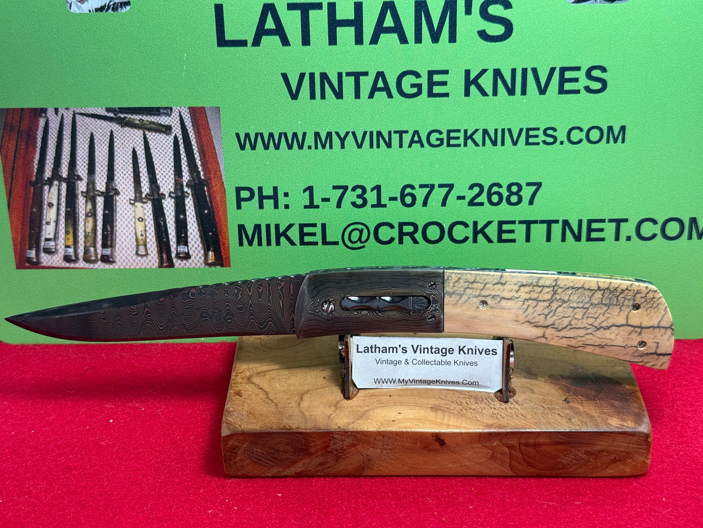 RICHTER, JOHN (J.C.R.) CUSTOM AUTOMATIC KNIVES 2005-2010 HUNTER CUSTOM AUTOMATIC KNIFE MAMOTH IVORY HANDLES