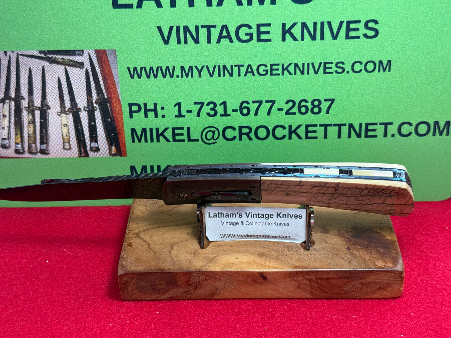 RICHTER, JOHN (J.C.R.) CUSTOM AUTOMATIC KNIVES 2005-2010 HUNTER CUSTOM AUTOMATIC KNIFE MAMOTH IVORY HANDLES