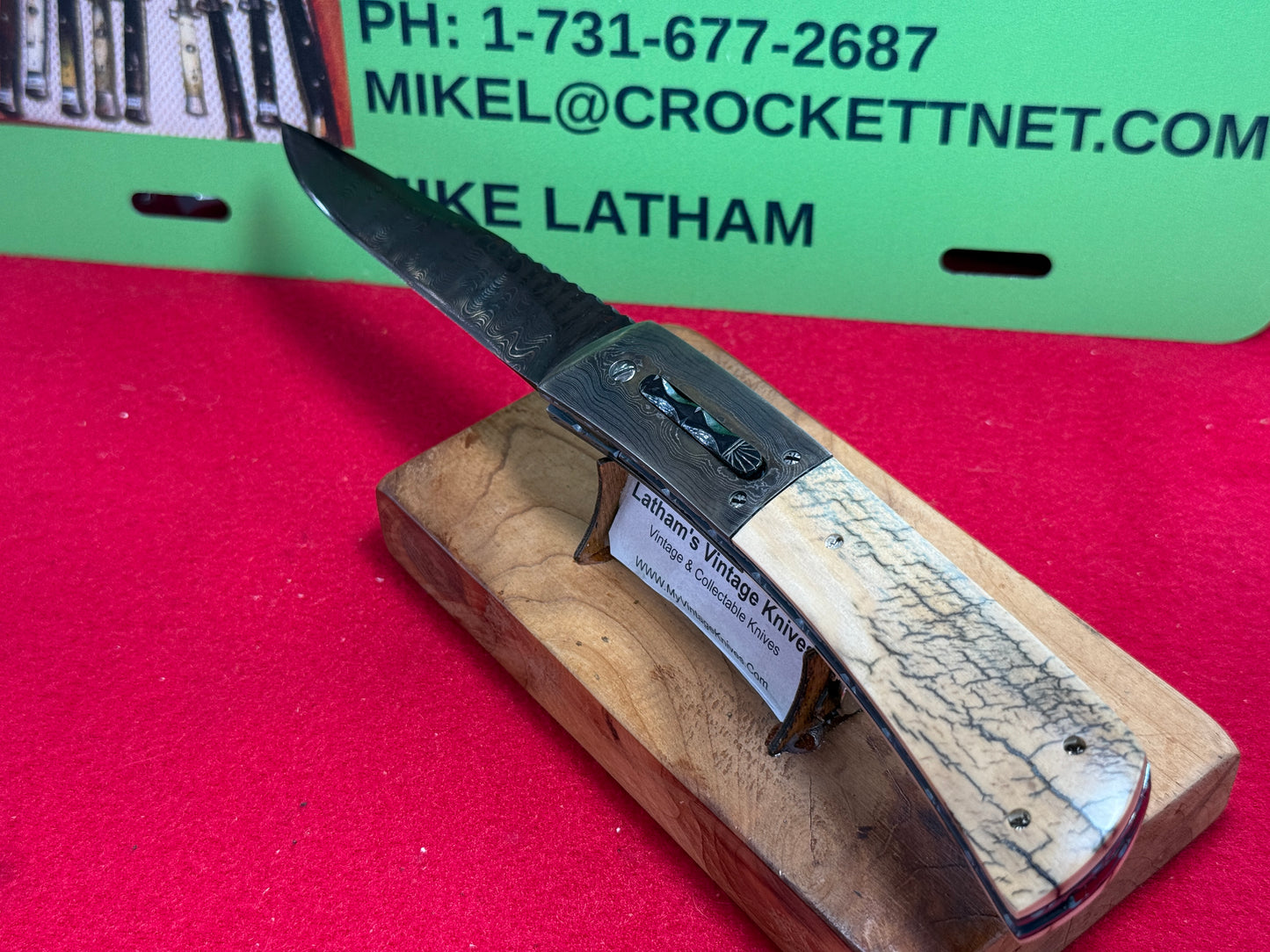 RICHTER, JOHN (J.C.R.) CUSTOM AUTOMATIC KNIVES 2005-2010 HUNTER CUSTOM AUTOMATIC KNIFE MAMOTH IVORY HANDLES