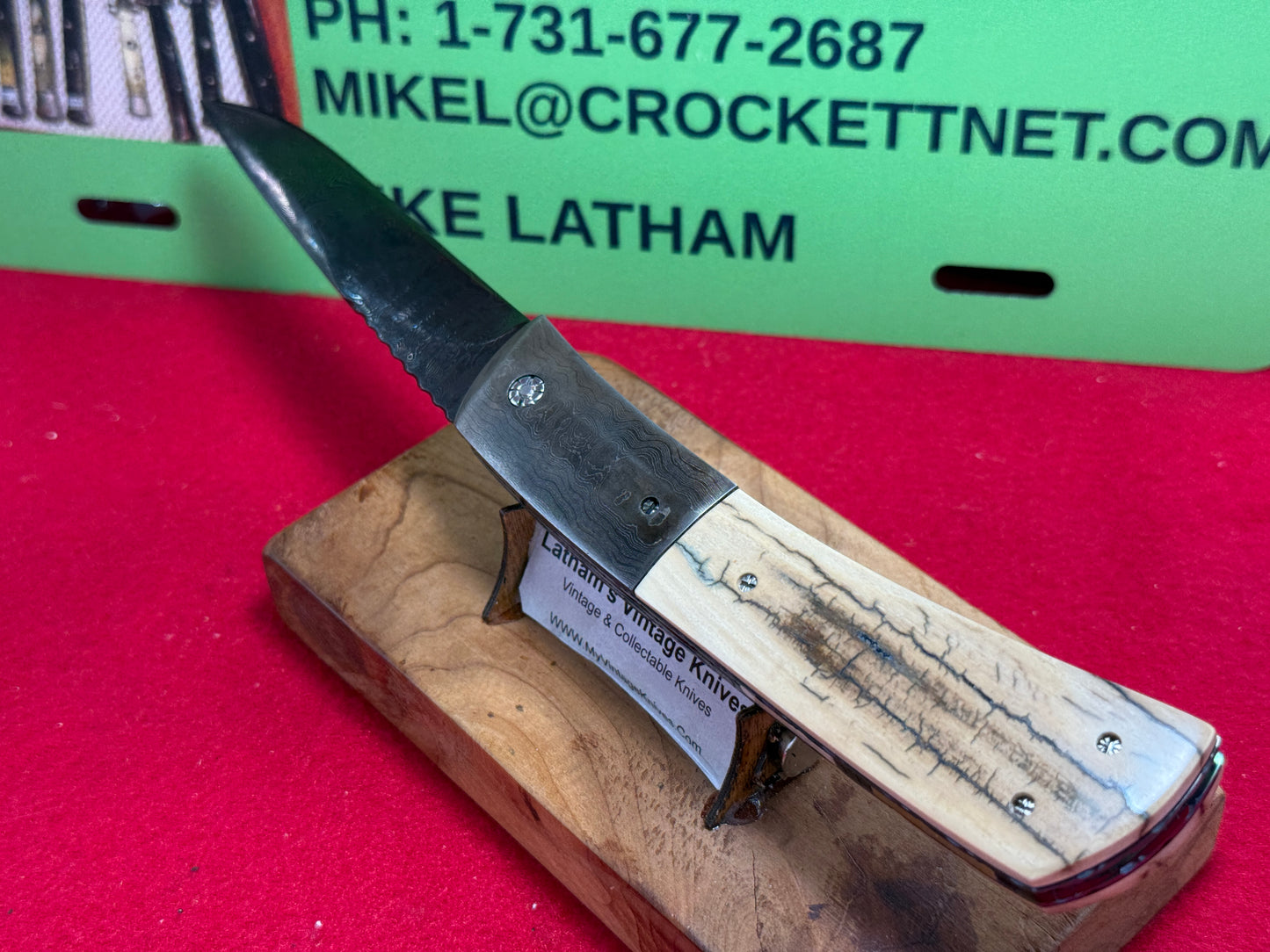 RICHTER, JOHN (J.C.R.) CUSTOM AUTOMATIC KNIVES 2005-2010 HUNTER CUSTOM AUTOMATIC KNIFE MAMOTH IVORY HANDLES