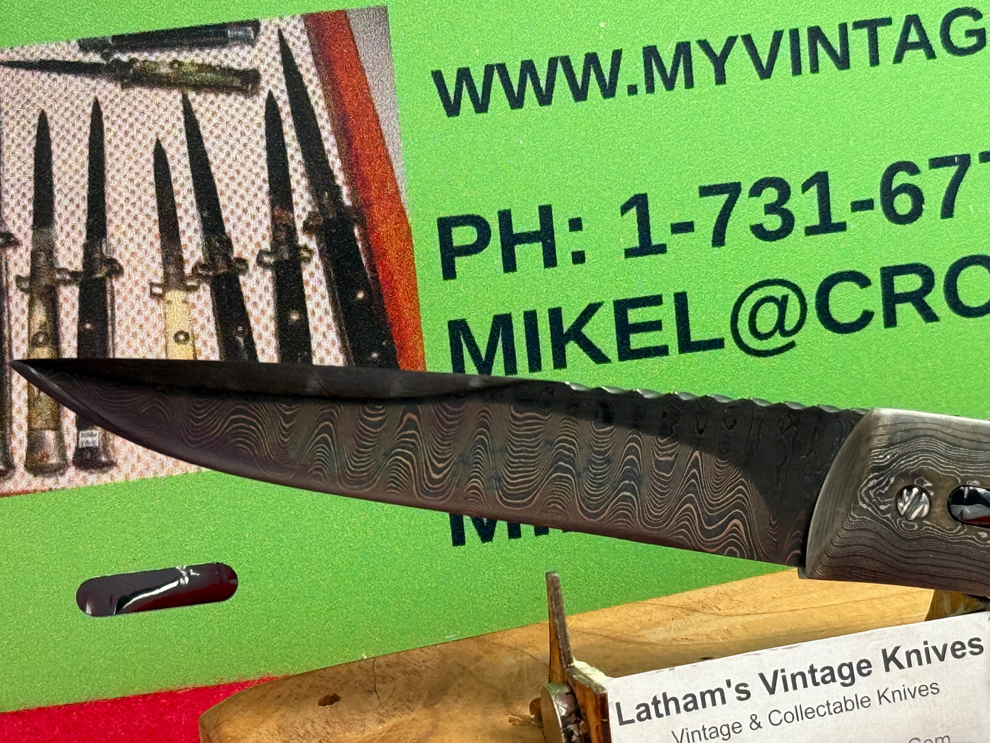 RICHTER, JOHN (J.C.R.) CUSTOM AUTOMATIC KNIVES 2005-2010 HUNTER CUSTOM AUTOMATIC KNIFE MAMOTH IVORY HANDLES