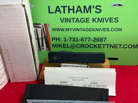 MICROTECH ULTRATECH 2001-2002 PROTOTYPE OTF SIGNED ANTHONY MARFIONE BLUE ICE WITH POLISHED MIRROR BLADE TACTICAL AUTOMATIC KNIFE BLUE METAL NIB