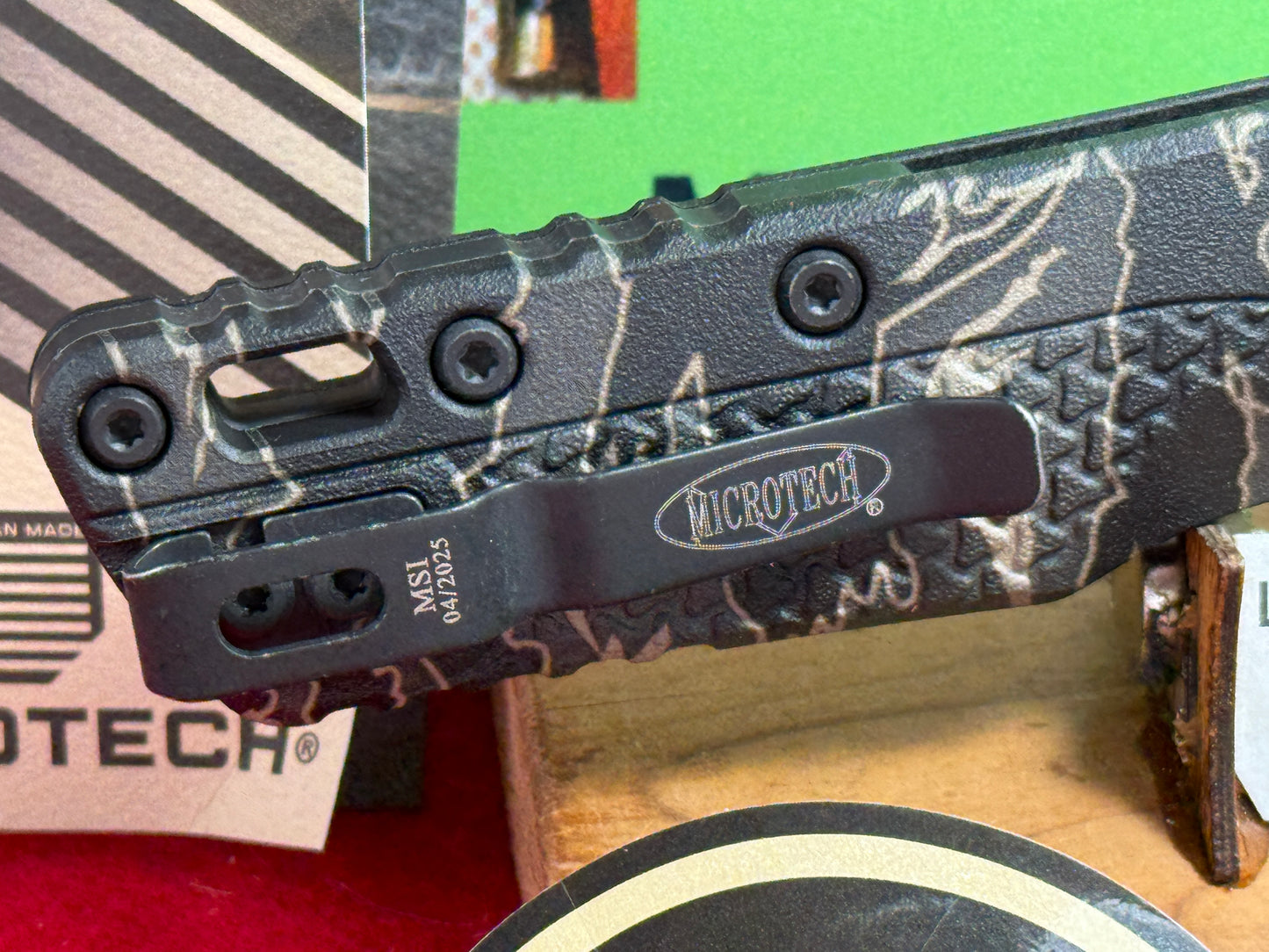 MICROTECH USA 2025 MSI S/E TRI-GRIP NRA 210T-1 PMNRA MANUAL OPEN/CLOSE KNIFE POLYMER TIGER STRIPE CAMO STANDARD APOCALYPTIC HANDLES