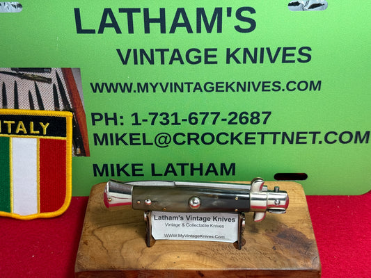 EIG CUTLERY ITALY 1950-56 PICK LOCK STILETTO 20 CM ITALIAN AUTOMATIC KNIFE BUFFALO HORN HANLDES