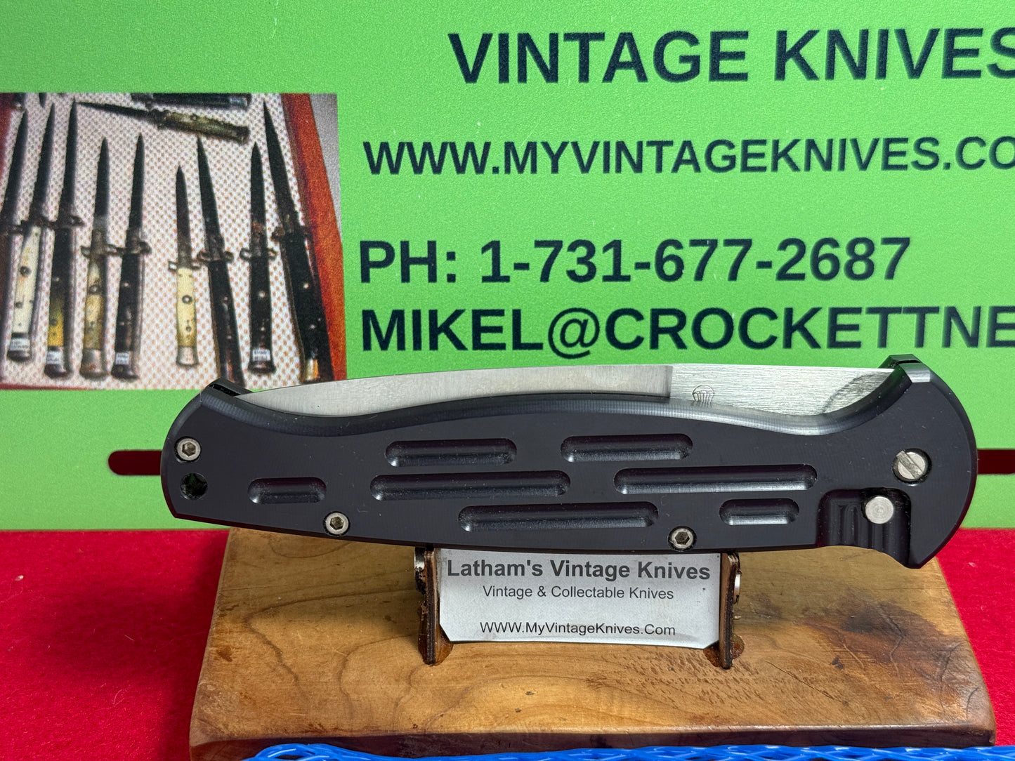DALTON, ROB CUSTOM 1996-2000 LARGE AFO TACTICAL AUTOMATIC CUSTOM AUTOMATIC KNIFE BLACK METAL HANDLES STAINLESS BLADE