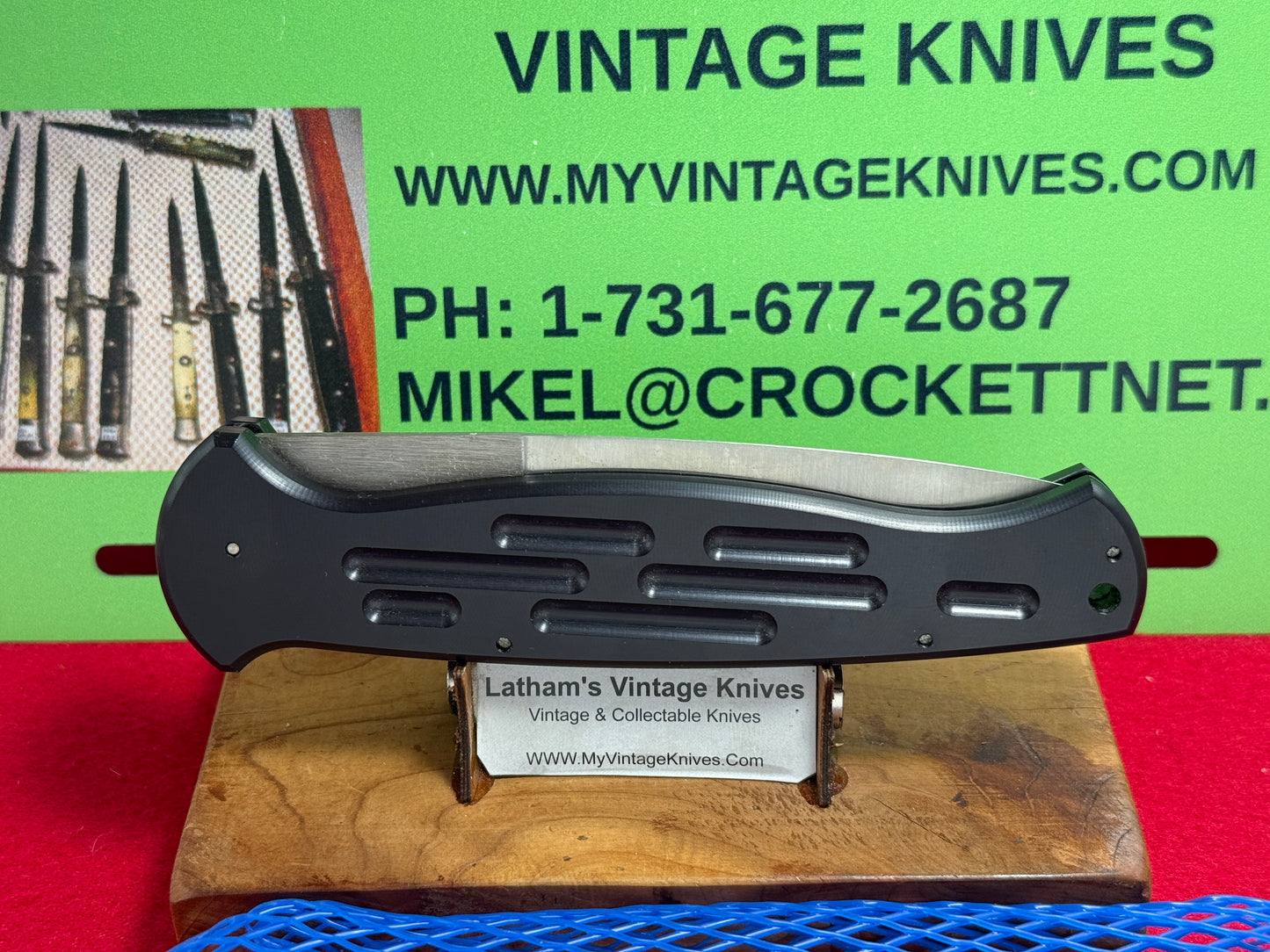 DALTON, ROB CUSTOM 1996-2000 LARGE AFO TACTICAL AUTOMATIC CUSTOM AUTOMATIC KNIFE BLACK METAL HANDLES STAINLESS BLADE