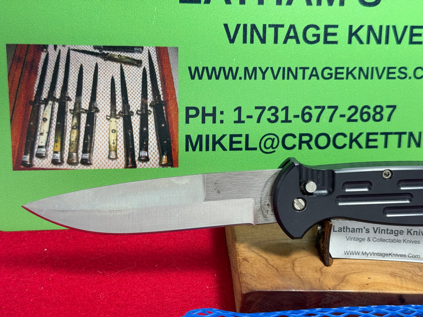 DALTON, ROB CUSTOM 1996-2000 LARGE AFO TACTICAL AUTOMATIC CUSTOM AUTOMATIC KNIFE BLACK METAL HANDLES STAINLESS BLADE