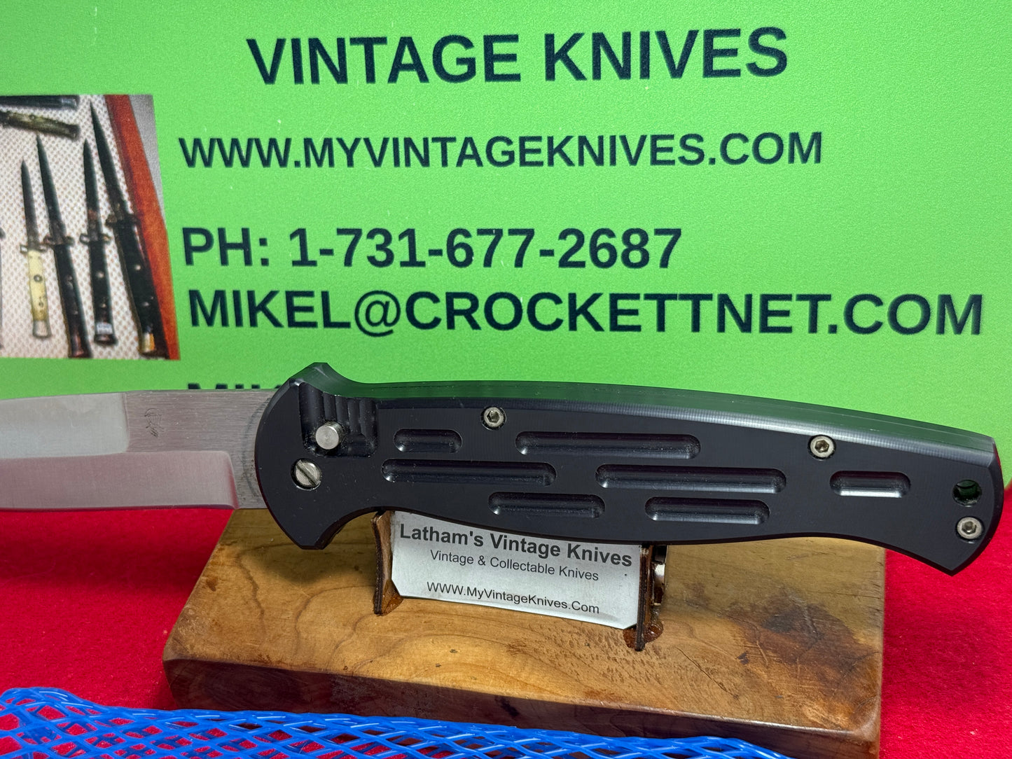 DALTON, ROB CUSTOM 1996-2000 LARGE AFO TACTICAL AUTOMATIC CUSTOM AUTOMATIC KNIFE BLACK METAL HANDLES STAINLESS BLADE