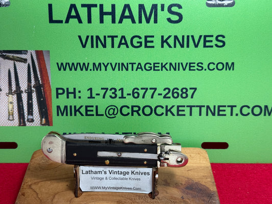 HUBERTUS SOLINGEN GERMANY 2002 SWING GUARD THE GUARDIAN LIMITED EDITION OF 200 #182 ENDURING FREEDOM MADE AFTER 9-11-2001 GERMAN AUTOMATIC KNIFE BLACK MICARTA HANDLES