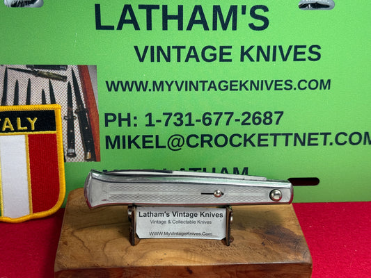 C. JUL HERBERTZ IMPORT PATENT ROSTFREI 1964-68 BO/BC SLIM ITALIAN AUTOMATIC KNIFE ALL METAL HANDLES