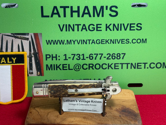 AKC ITALY 2005-2010 LEVER AUTOMATIC LEVERLETTO ITALIAN AUTOMATIC KNIFE STAG HANDLES