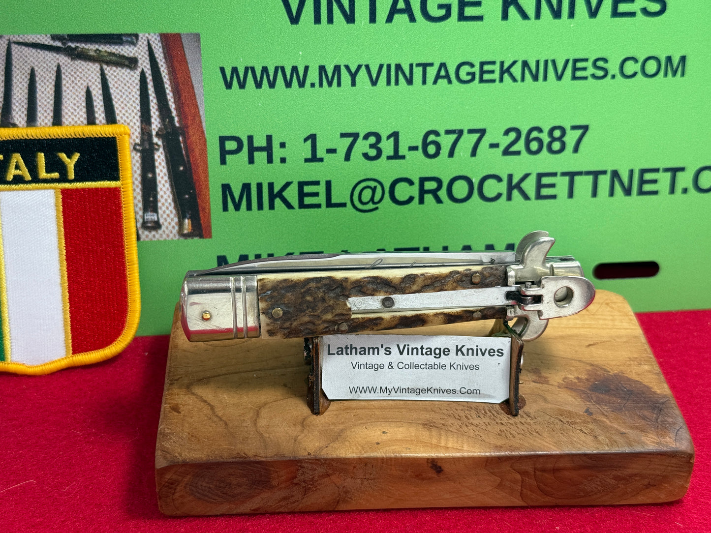 AKC ITALY 2005-2010 LEVER AUTOMATIC LEVERLETTO ITALIAN AUTOMATIC KNIFE STAG HANDLES