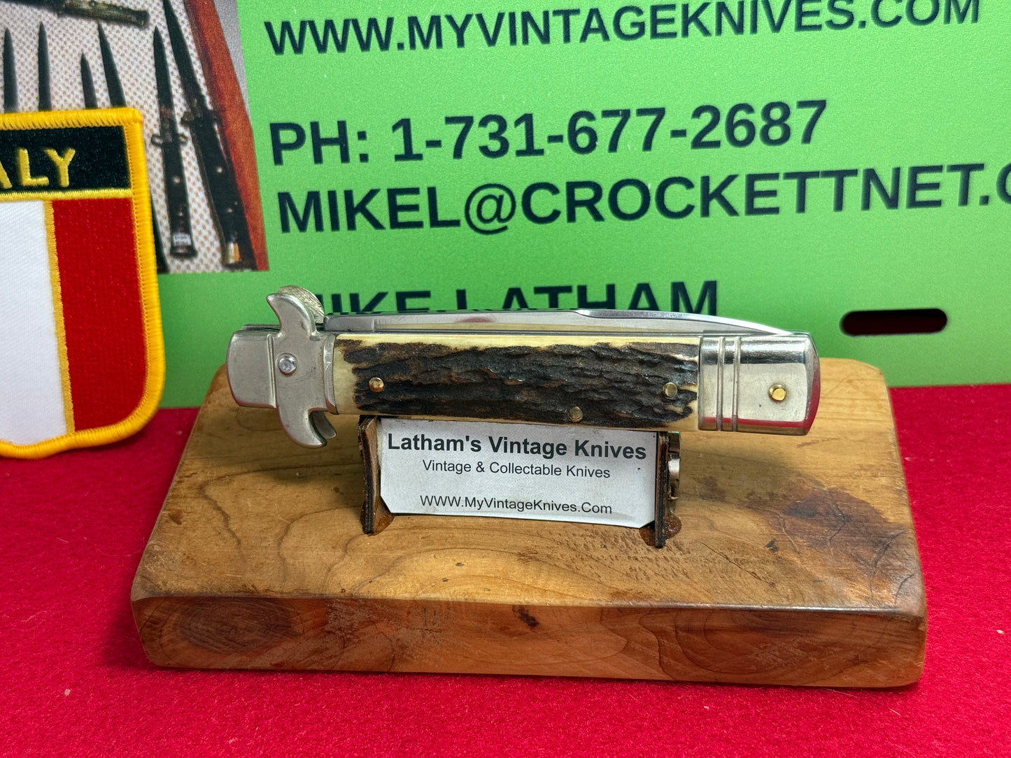 AKC ITALY 2005-2010 LEVER AUTOMATIC LEVERLETTO ITALIAN AUTOMATIC KNIFE STAG HANDLES