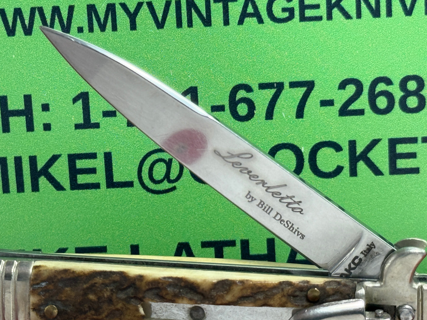AKC ITALY 2005-2010 LEVER AUTOMATIC LEVERLETTO ITALIAN AUTOMATIC KNIFE STAG HANDLES