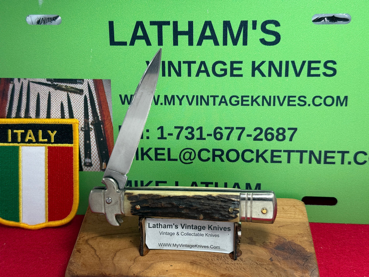 AKC ITALY 2005-2010 LEVER AUTOMATIC LEVERLETTO ITALIAN AUTOMATIC KNIFE STAG HANDLES