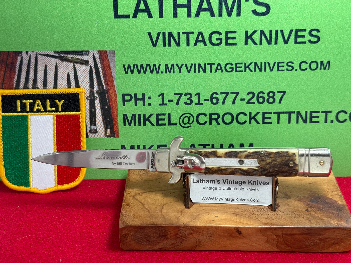 AKC ITALY 2005-2010 LEVER AUTOMATIC LEVERLETTO ITALIAN AUTOMATIC KNIFE STAG HANDLES