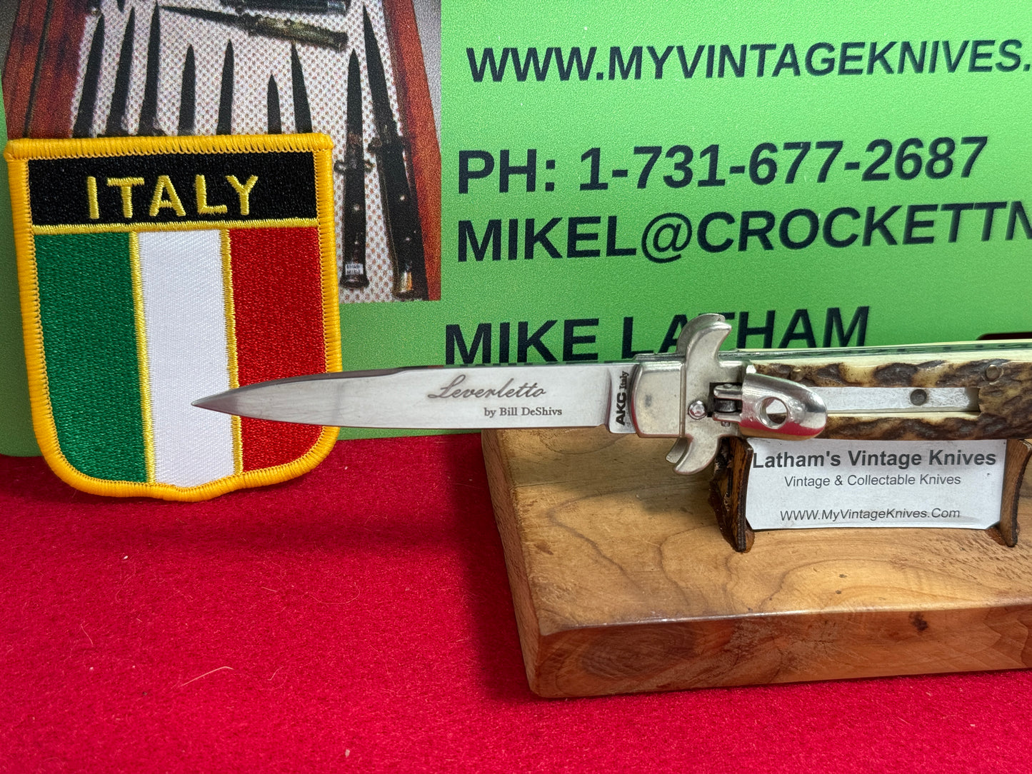 AKC ITALY 2005-2010 LEVER AUTOMATIC LEVERLETTO ITALIAN AUTOMATIC KNIFE STAG HANDLES