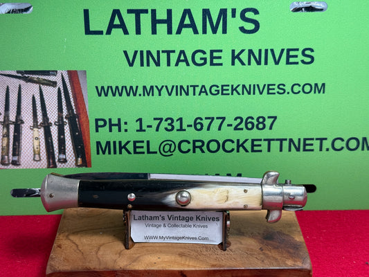 INOX ITALY 1955-59 PICK LOCK STILETTO 28 CM ITALIAN AUTOMATIC KNIFE BRAZILIAN HORN HANDLES