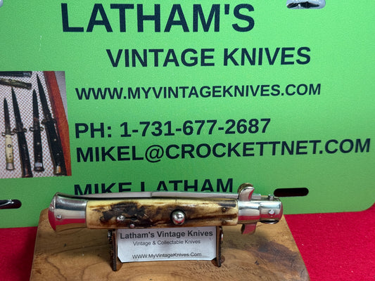 CORICAMA MADE IN ITALY 1950-56 PICK LOCK STILETTO 23 CM ITALIAN AUTOMATIC KNIFE STAG HANDLES