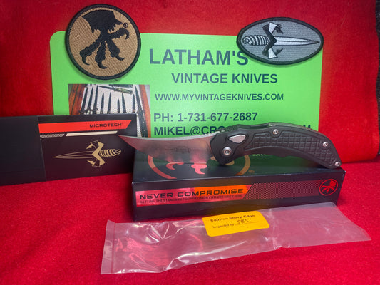 MICROTECH 2022 BRACHIAL AUTO S/E STONEWASH STANDARD 268A-10 TACTICAL AUTOMATIC KNIFE BLACK