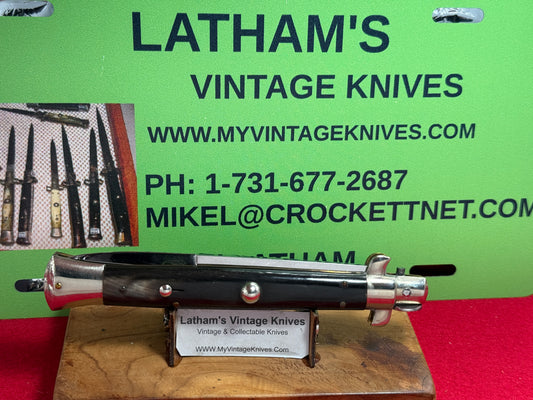 EIG CUTLERY ITALY 1950-56 PICK LOCK STILETTO 28 CM ITALIAN AUTOMATIC KNIFE BUFFALO HORN HANDLES