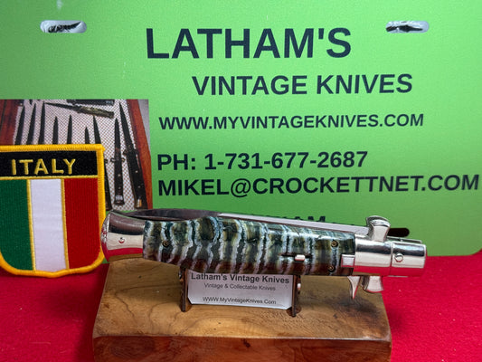 A.G.A. CAMPOLIN MANIAGO ITALY 2020 BLACK WIDOW FULCRUM RELEASE ITALIAN AUTOMATIC KNIFE CUSTOM MAMMOTH MOLAR HANDLES