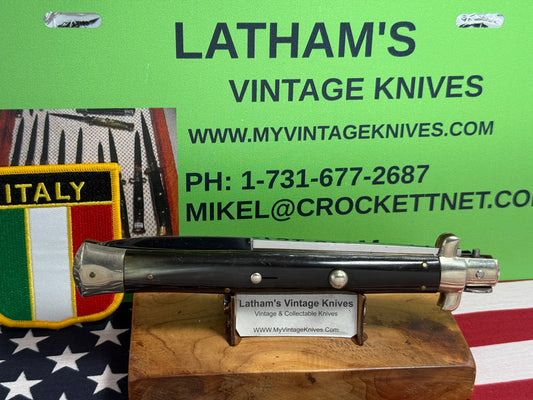 ROSCO MADE IN ITALY 1950-56 PICK LOCK STILETTO 33 CM ITALIAN AUTOMATIC KNIFE BUFFALO HORN HANDLES