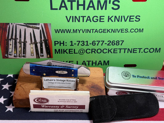 CASE XX USA 4 DOT 2006 61549L SS COPPERLOCK CUSTOM AUTOMATIC KNIFE DOUBLE ACTION AMERICAN AUTOMATIC KNIFE TO PROTECT AND SERVE POLICE SPECIAL EDITION 1 OF 1 BLUE BONE HANDLES