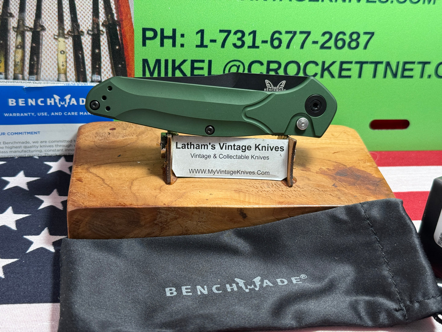 BENCHMADE USA 2025 OSBORNE AUTO 9400BK TACTICAL AUTOMATIC KNIFE GREEN METAL HANDLES