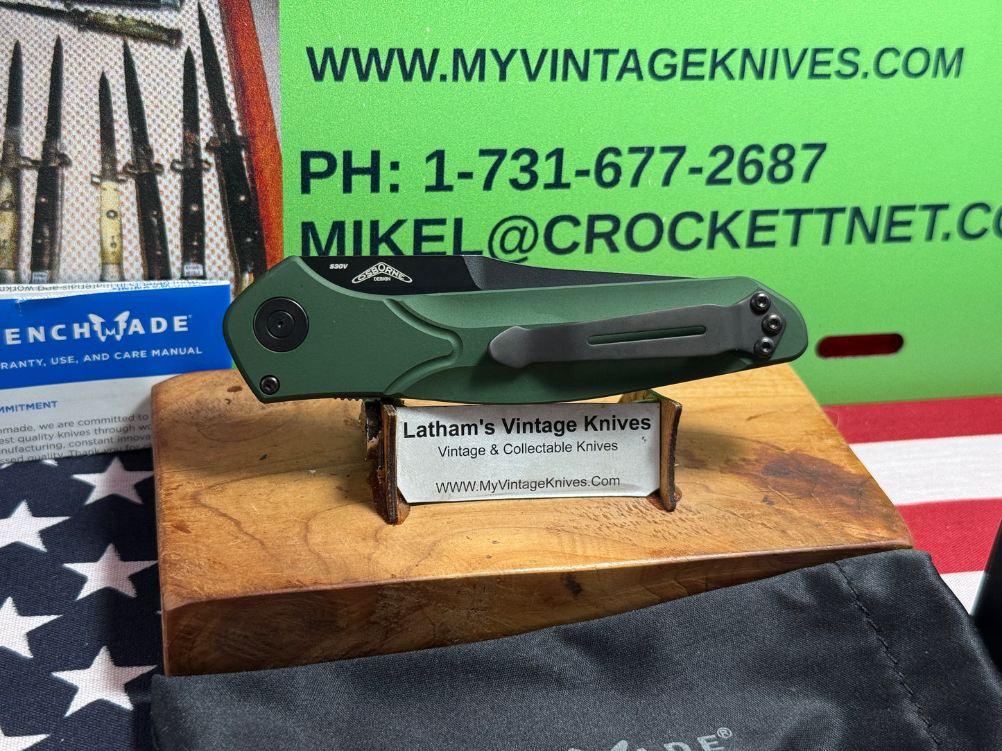 BENCHMADE USA 2025 OSBORNE AUTO 9400BK TACTICAL AUTOMATIC KNIFE GREEN METAL HANDLES