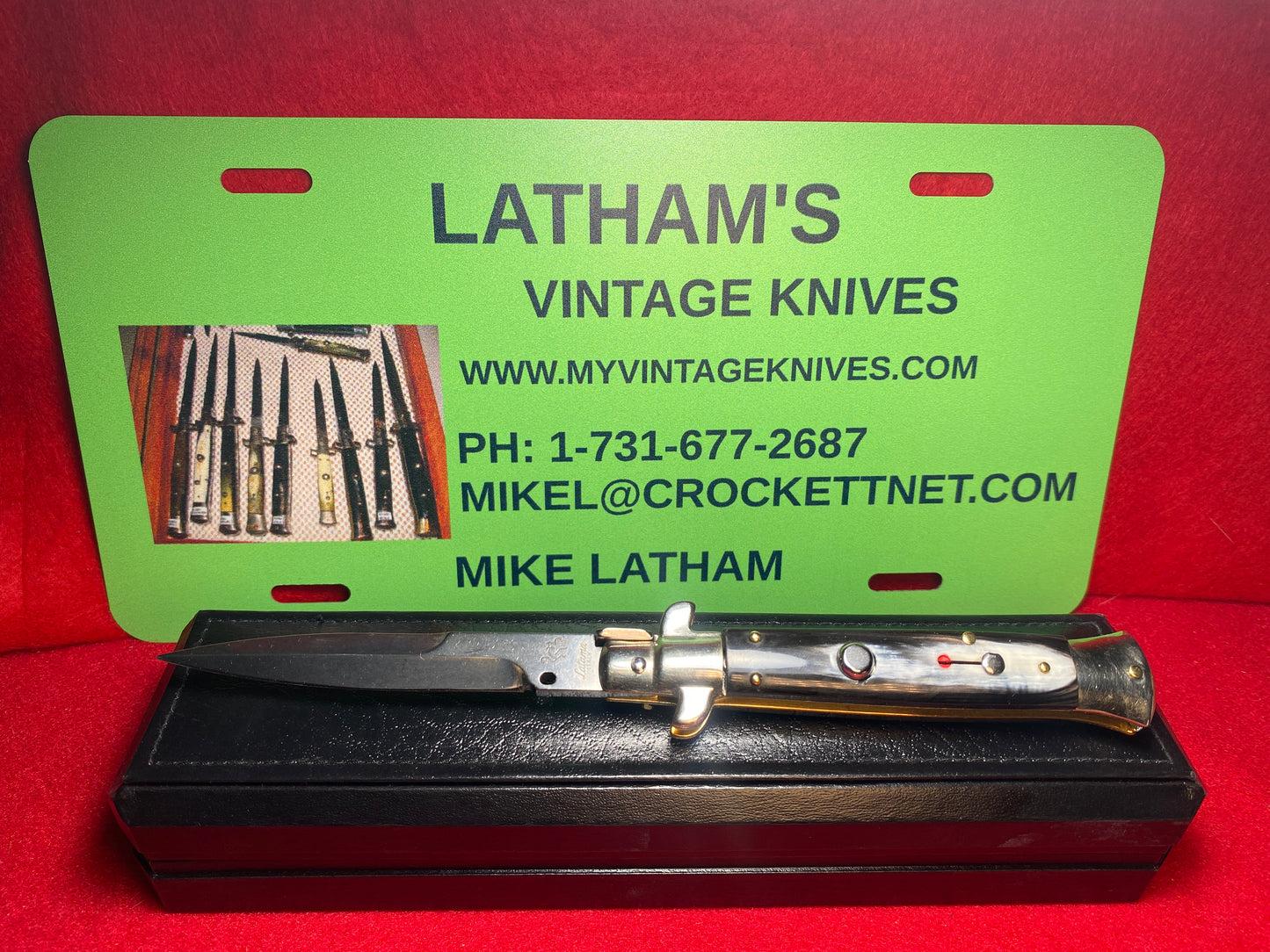 LATAMA ITALY 2010 PICK LOCK FLAT GUARD STILETTO 5 MM SPRING 23 CM ITALIAN AUTOMATIC KNIFE BRAZILIAN HORN HANDLES