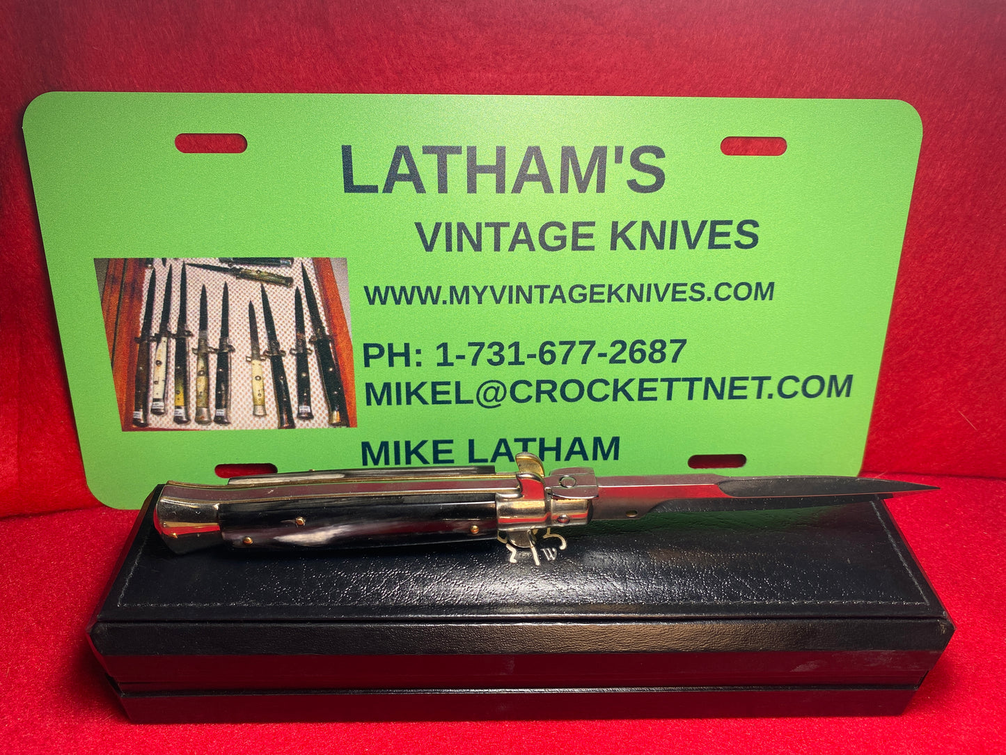 LATAMA ITALY 2010 PICK LOCK FLAT GUARD STILETTO 5 MM SPRING 23 CM ITALIAN AUTOMATIC KNIFE BRAZILIAN HORN HANDLES