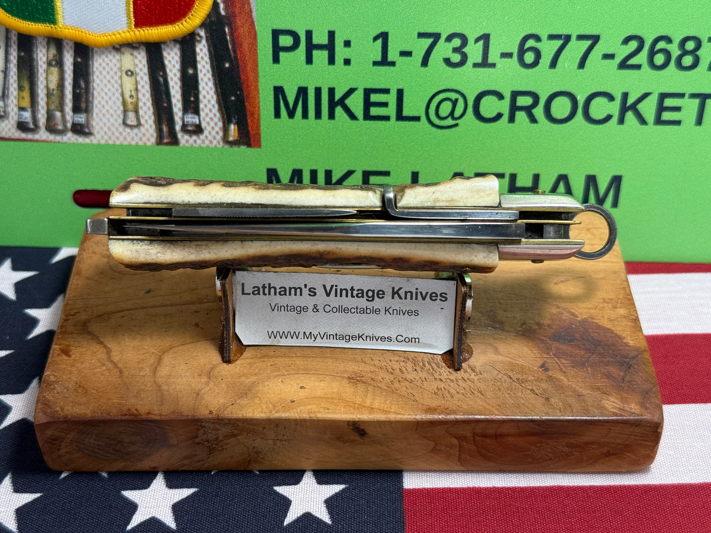 LEPRE ITALY 1950-52 SPECIAL RING PULL RELEASE CAMPER OVAL BUTTON ITALIAN AUTOMATIC KNIFE STAG HANDLES