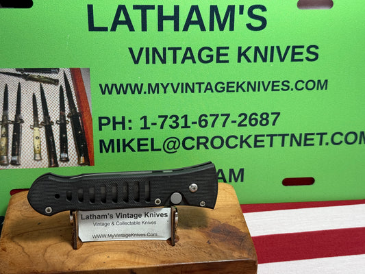 DALTON, ROB USA 1996-2000 CUSTOM AUTOMATIC STREET ASSASSIN DAGGER TACTICAL AUTOMATIC KNIFE BLACK FIBER COMPOSITION HANDLES