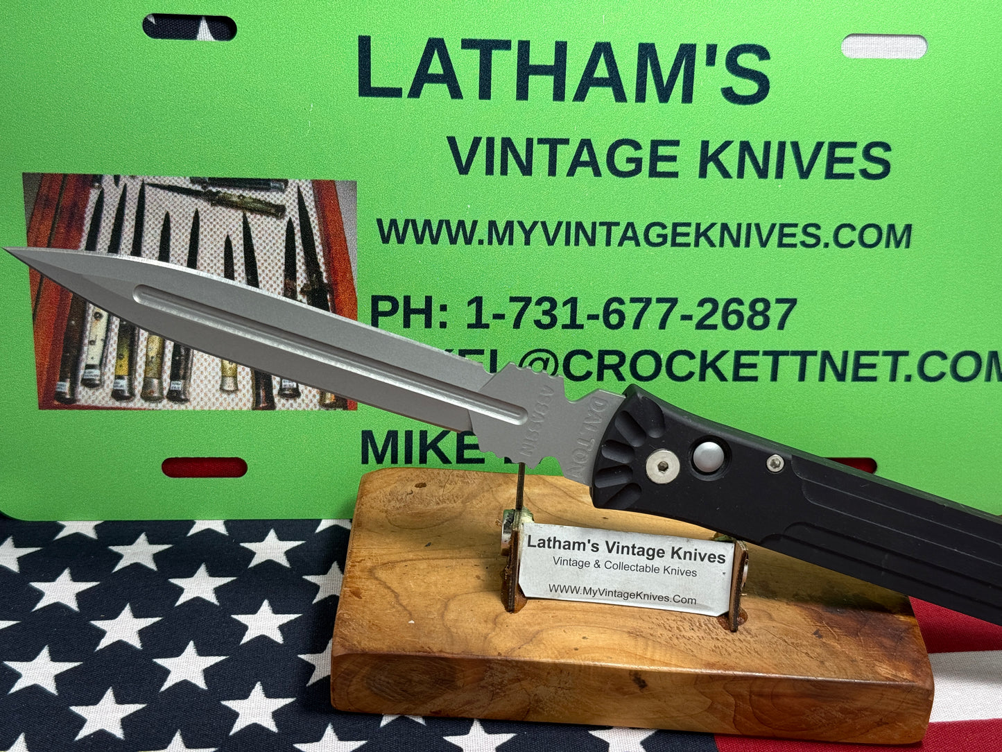 DALTON, ROB USA 1996-2000 CUSTOM AUTOMATIC LARGE ASSASSIN TACTICAL AUTOMATIC KNIFE BLACK METAL HANDLES