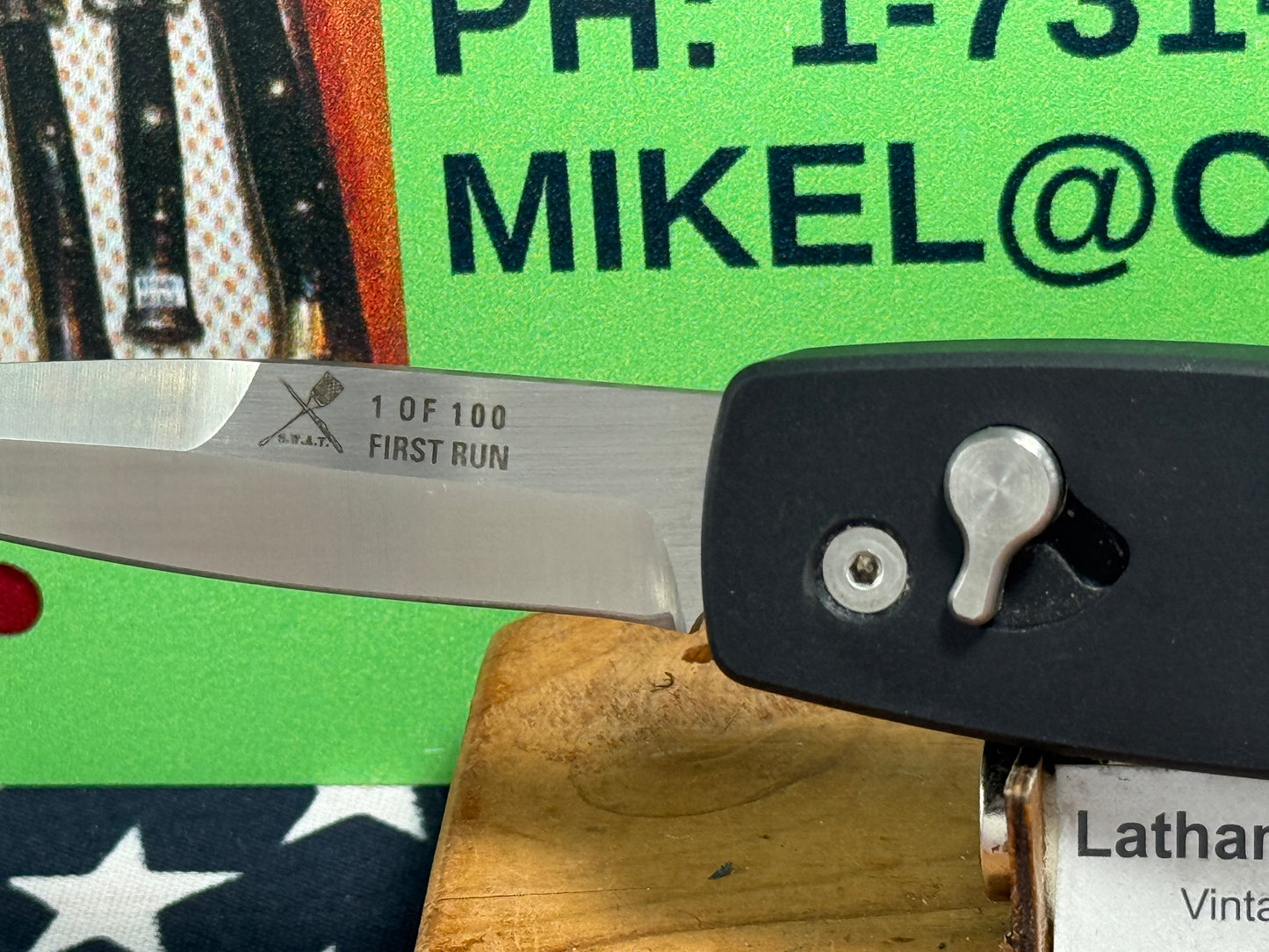 S.W.A.T.(SPECIALIZED WEAPONS BY ADVANCED TECHNOLOGIES) USA CUSTOM AUTOMATIC 2008-2012 TACTICAL AUTOMATIC KNIFE 1 OF 100 FIRST RUN BLACK METAL HANDLES