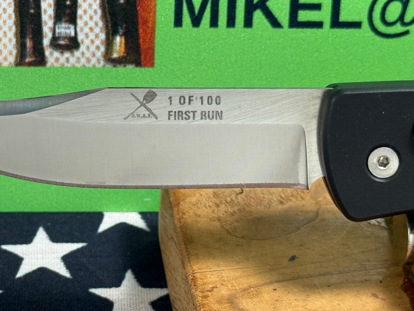 S.W.A.T. (SPECIALIZED WEAPONS BY ADVANCED TECHNOLOGIES) USA 2008-2012 CUSTOM AUTOMATIC 1 OF 100 FIRST RUN TACTICAL AUTOMATIC KNIFE BLACK METAL HANDLES