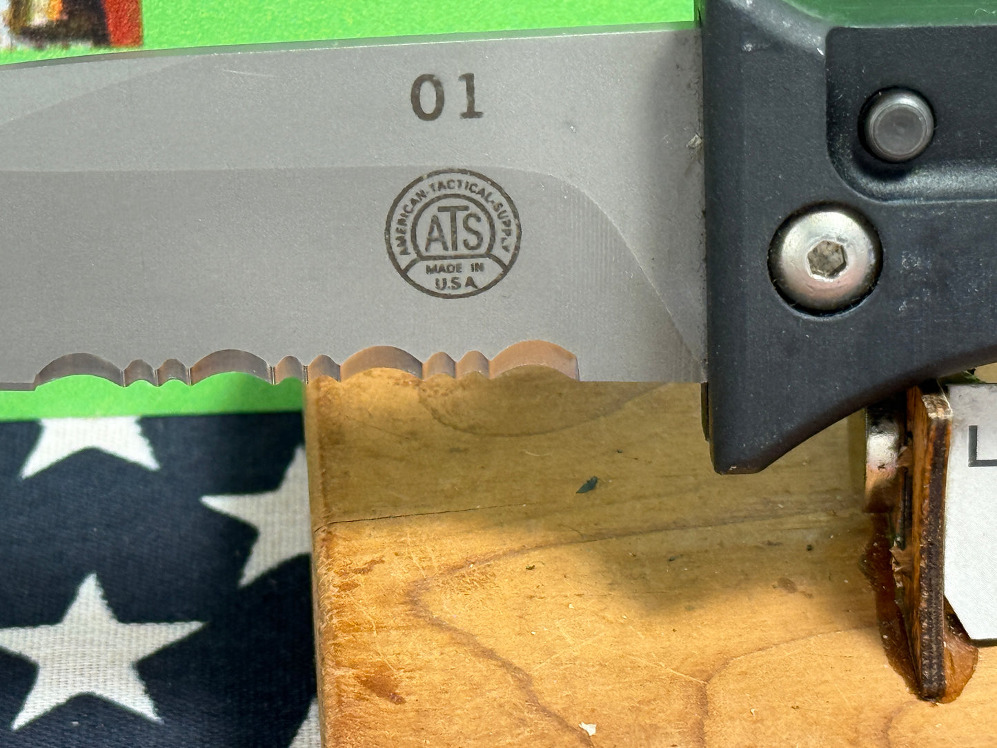 AMERICAN TACTICAL SUPPLY CO. (ATS) 2008-2012 SIDE OPENING SER# 001 TACTICAL AUTOMATIC KNIFE BLACK METAL HANDLES