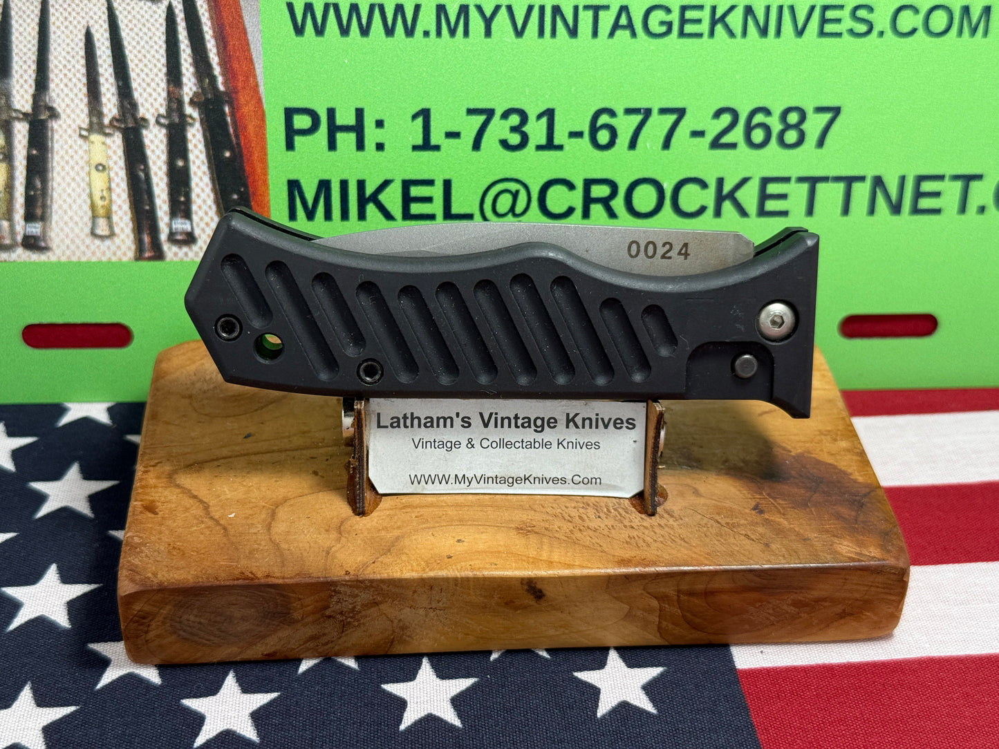 ATS-AMERICAN TACTICAL SUPPLY CO. USA 2008-2012 SIDE OPENING SER# 0024 TACTICAL AUTOMATIC KNIFE BLACK METAL HANDLES