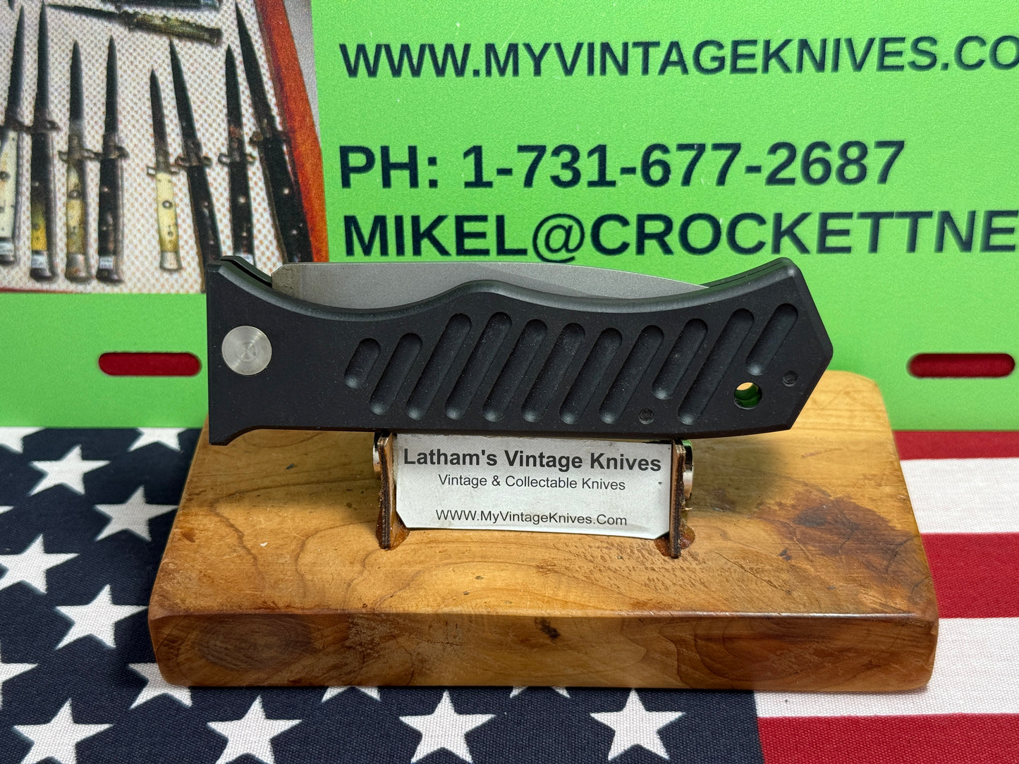 ATS-AMERICAN TACTICAL SUPPLY CO. USA 2008-2012 SIDE OPENING SER# 0024 TACTICAL AUTOMATIC KNIFE BLACK METAL HANDLES