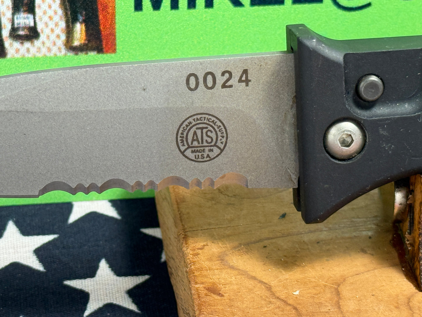 ATS-AMERICAN TACTICAL SUPPLY CO. USA 2008-2012 SIDE OPENING SER# 0024 TACTICAL AUTOMATIC KNIFE BLACK METAL HANDLES
