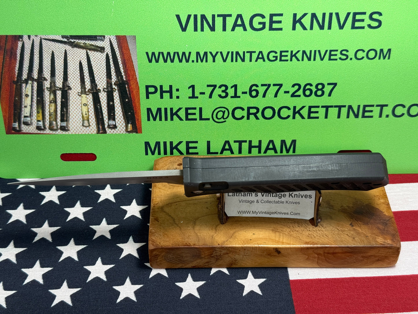 ATS-AMERICAN TACTICAL SUPPLY CO. USA 2008-2012 SIDE OPENING SER# 0024 TACTICAL AUTOMATIC KNIFE BLACK METAL HANDLES