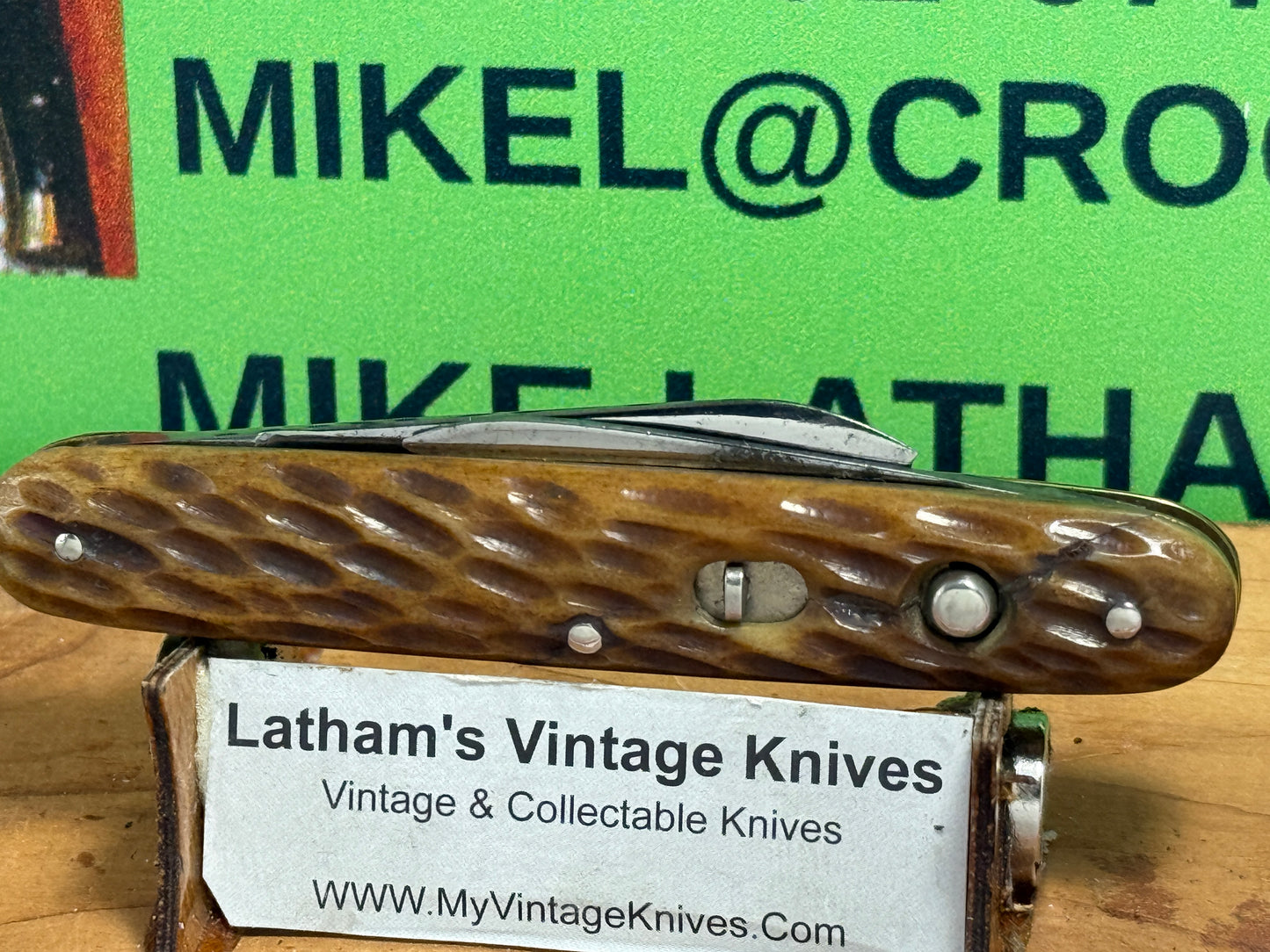 REMINGTON UMC 1920-40 TWIN BLADE R8063 DOUBLE BUTTON VINTAGE AMERICAN AUTOMATIC 3 3/8" KNIFE JIGGED BONE HANDLES