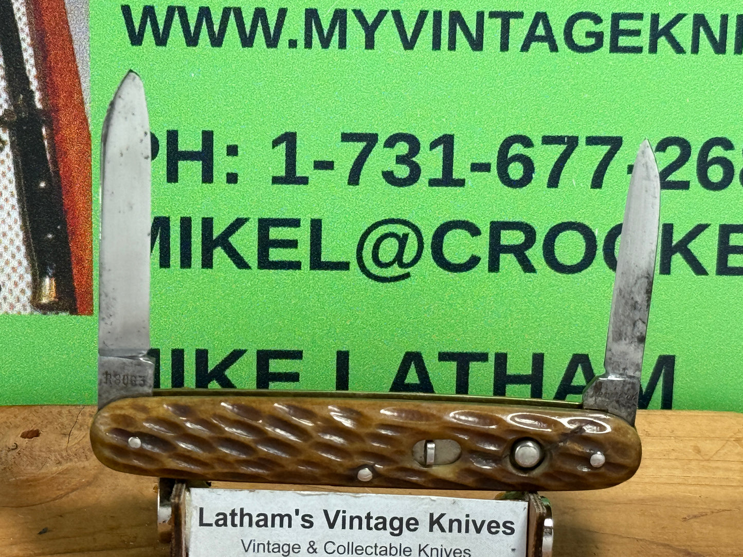 REMINGTON UMC 1920-40 TWIN BLADE R8063 DOUBLE BUTTON VINTAGE AMERICAN AUTOMATIC 3 3/8" KNIFE JIGGED BONE HANDLES