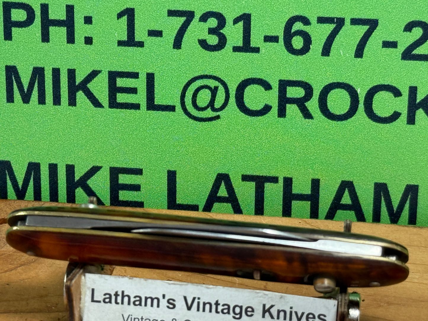 PRESTO GEO. SCHRADE BRIDGEPORT CONN. 1940-59 TWIN BLADE DOUBLE BUTTON 3 3/8" VINTAGE AMERICAN AUTOMATIC KNIFE IMITATION TORTOISE SHELL HANDLES