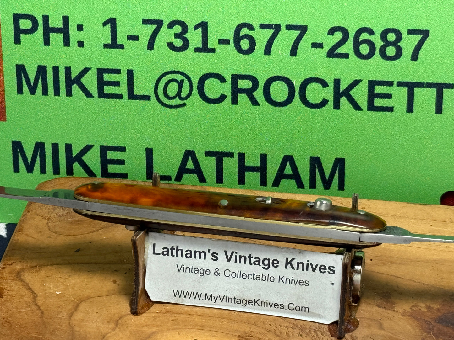 PRESTO GEO. SCHRADE BRIDGEPORT CONN. 1940-59 TWIN BLADE DOUBLE BUTTON 3 3/8" VINTAGE AMERICAN AUTOMATIC KNIFE IMITATION TORTOISE SHELL HANDLES