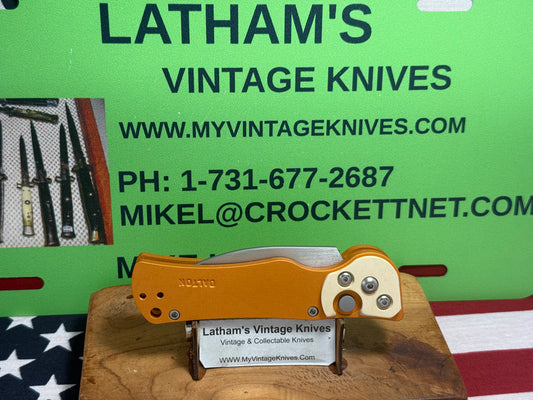 DALTON, ROB CUSTOM AUTOMATIC KNIFE 1998-2010 RESCUE SIDE OPENING TACTICAL AUTOMATIC KNIFE ORANGE METAL HANDLES