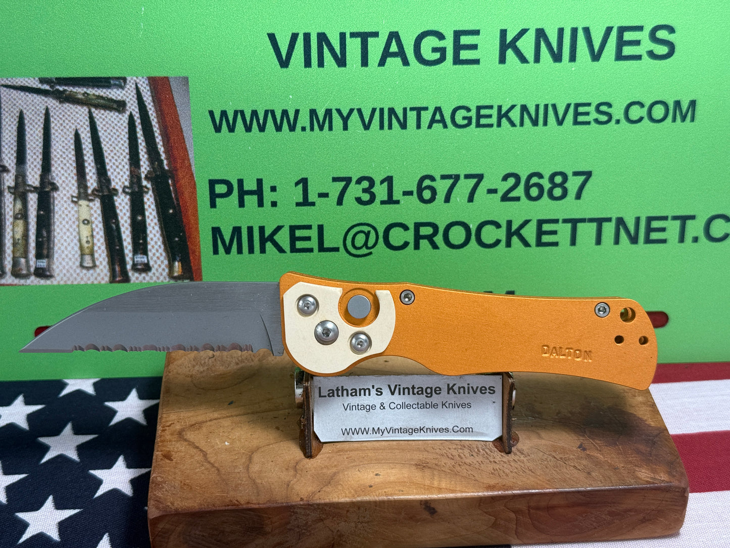 DALTON, ROB CUSTOM AUTOMATIC KNIFE 1998-2010 RESCUE SIDE OPENING TACTICAL AUTOMATIC KNIFE ORANGE METAL HANDLES
