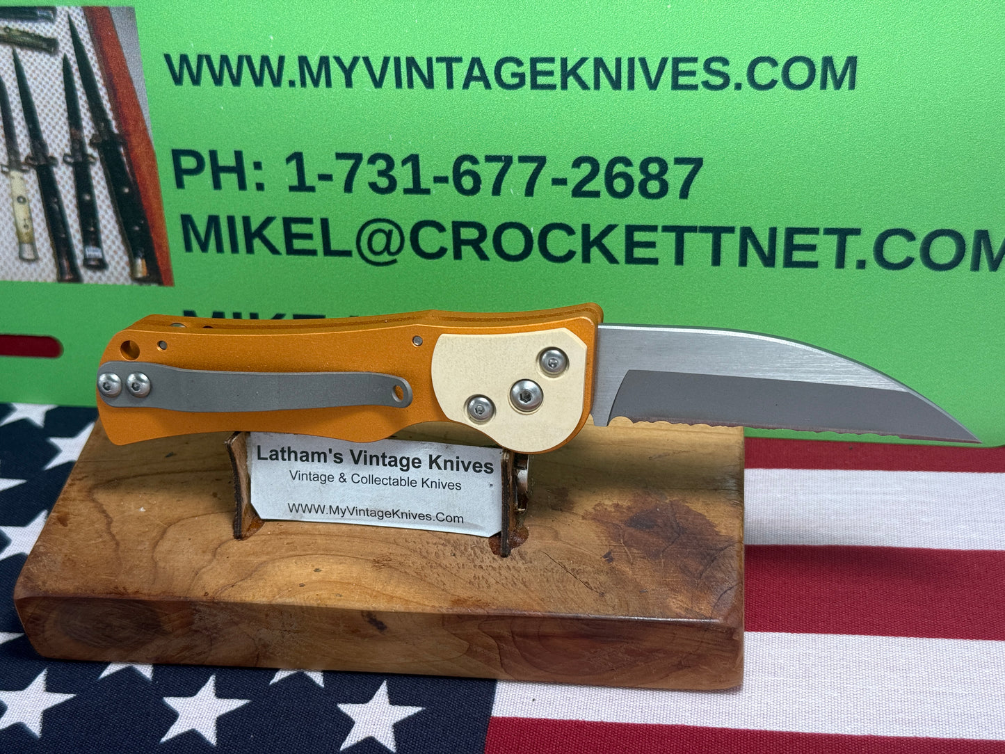 DALTON, ROB CUSTOM AUTOMATIC KNIFE 1998-2010 RESCUE SIDE OPENING TACTICAL AUTOMATIC KNIFE ORANGE METAL HANDLES