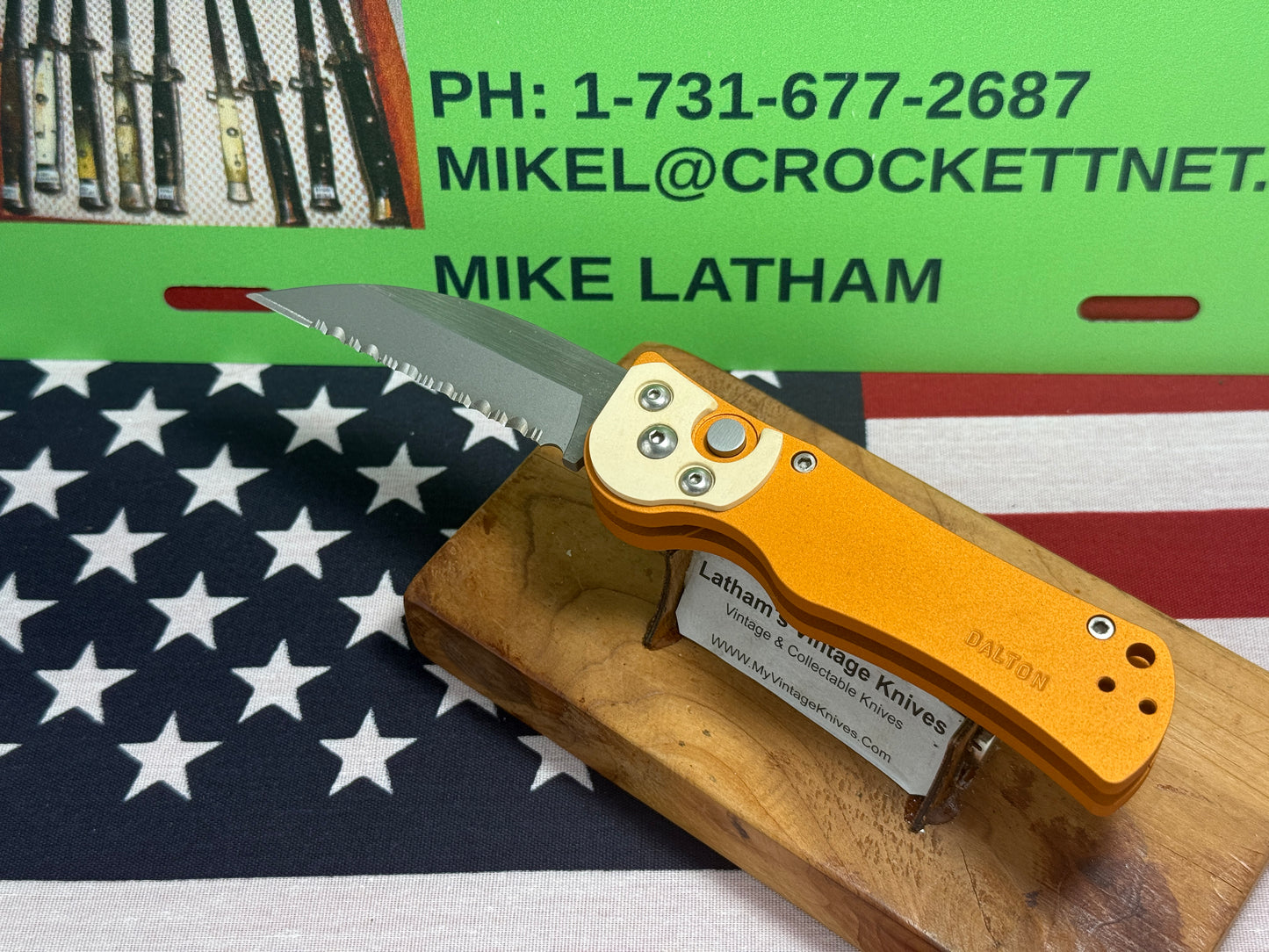 DALTON, ROB CUSTOM AUTOMATIC KNIFE 1998-2010 RESCUE SIDE OPENING TACTICAL AUTOMATIC KNIFE ORANGE METAL HANDLES